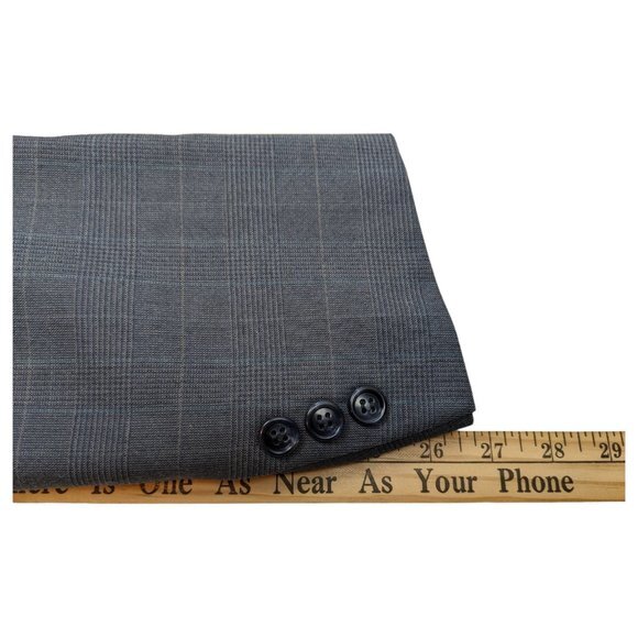 Pierre Balmain Paris Marseille Gray Plaid Suit Jacket Single-breasted 46L - Picture 16 of 16